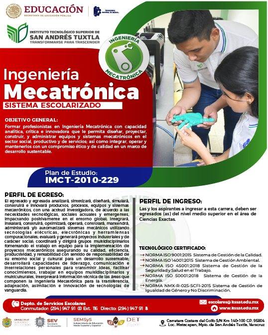 ¡Desata tu Potencial con Ingeniería Mecatrónica en el Instituto Tecnológico Superior de San Andrés Tuxtla