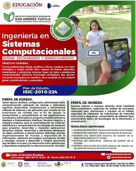 ¡Construye el Futuro con Ingeniería en Sistemas Computacionales en el Instituto Tecnológico Superior de San Andrés Tuxtla!