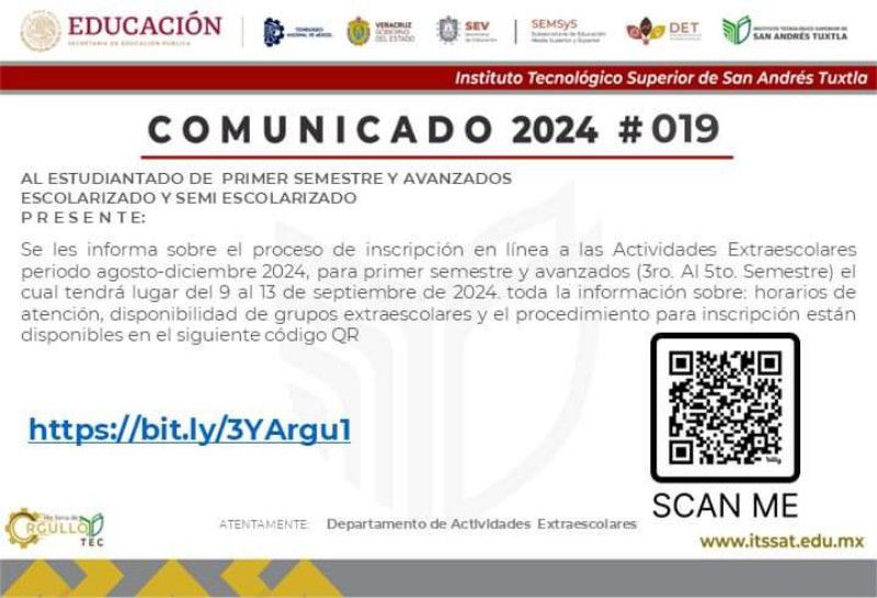 Comunicado #019 del ITSSAT