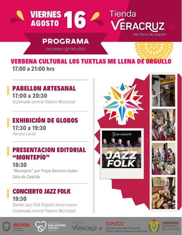 Ayuntamiento de SAT invita a la población  a la «Verbena Cultural Los Tuxtlas Me Llena de Orgullo»