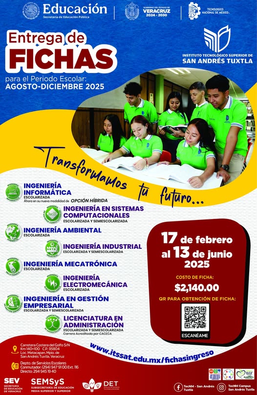 Oferta educativa 2025 del TecNM Campus San Andrés Tuxtla