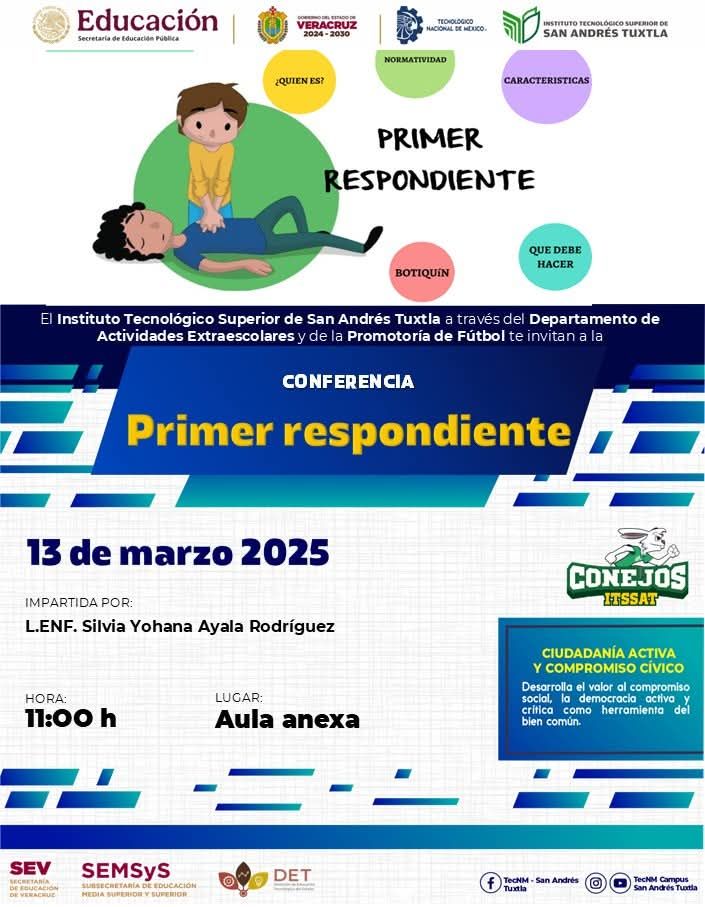 Departamento de Actividades Extraescolares invita a conferencia «Primer respondiente»