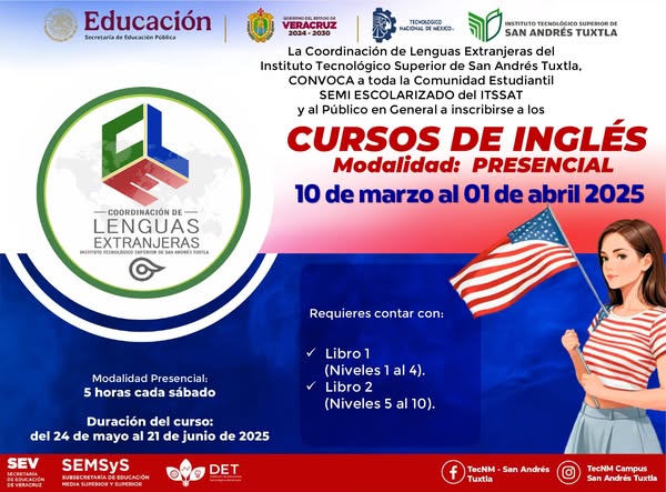 Convocatoria Tec para el Semiescolarizado inscripción al curso de inglés