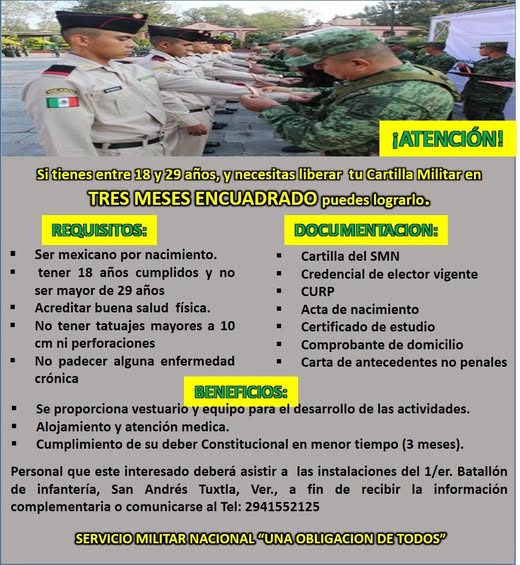 ¡Cumple con tu deber y libera tu cartilla sirviendo a la nación!