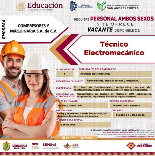 Bolsa de trabajo en ‘Compresores y Maquinaria S.A. de C.V.’