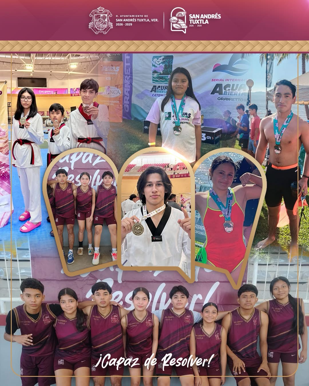 San Andrés Tuxtla continúa destacando en distintas disciplinas gracias al talento, la disciplina y el compromiso de nuestras y nuestros jóvenes atletas.