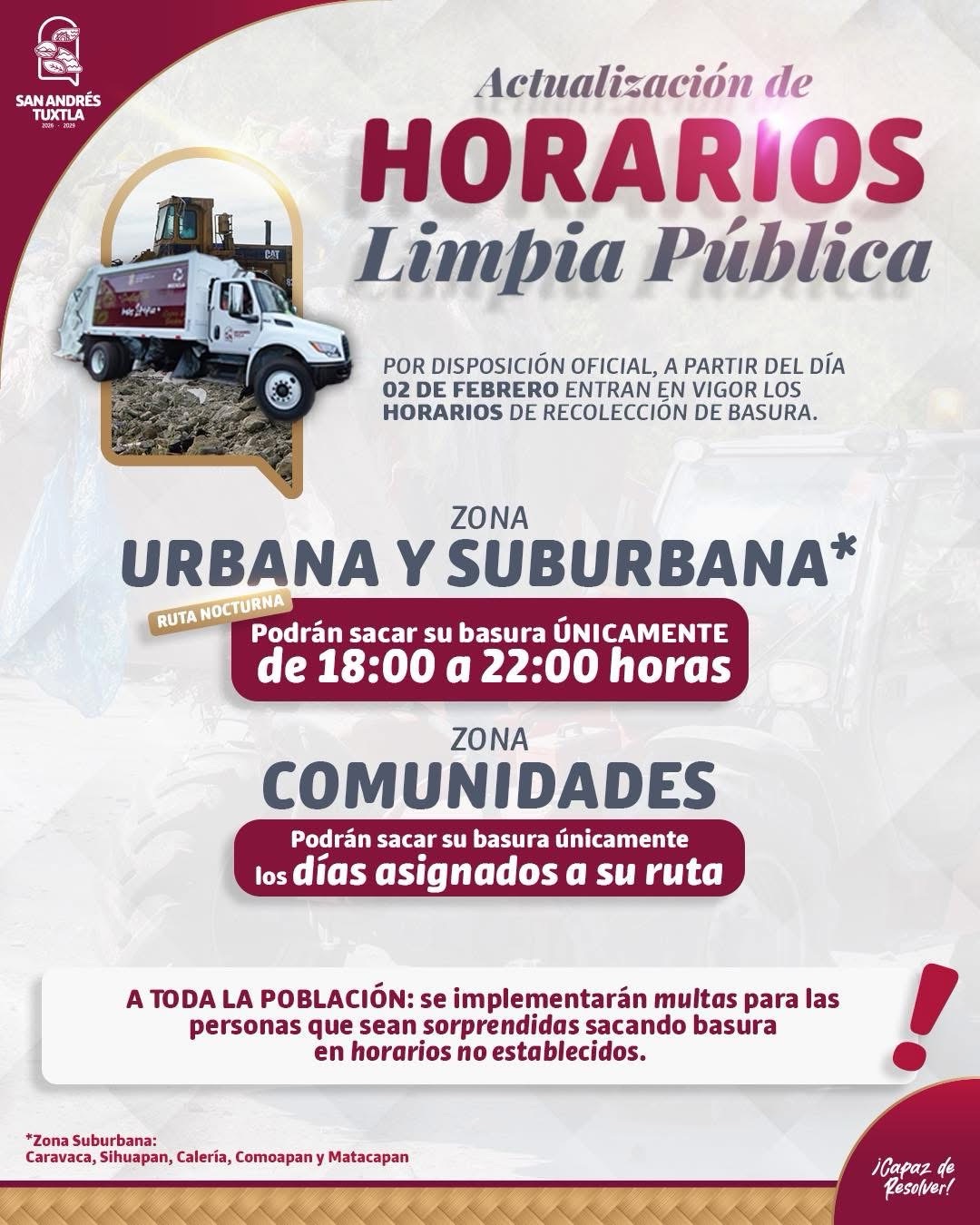 Comunicado por parte de la Dirección de Servicios Municipales.