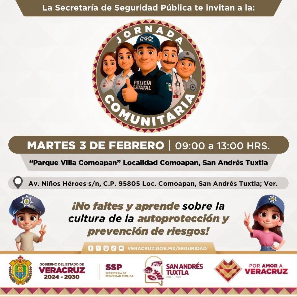 Ayuntamiento de San Andrés Tuxtla te invita a la jornada de policía comunitaria