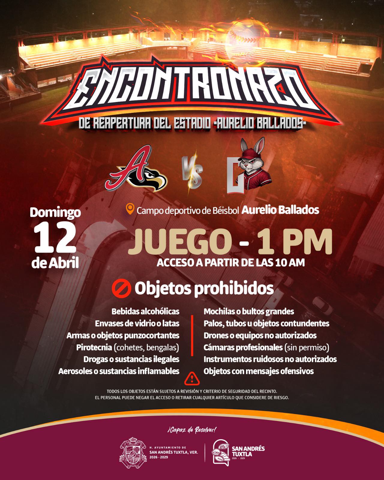 Próximo domingo «Encontronazo» en el Aurelio Ballados de San Andrés Tuxtla 