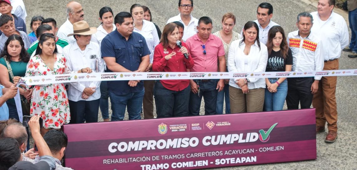 Rocío Nahle le cumple a la Sierra de Soteapan con 24 kilómetros de carretera