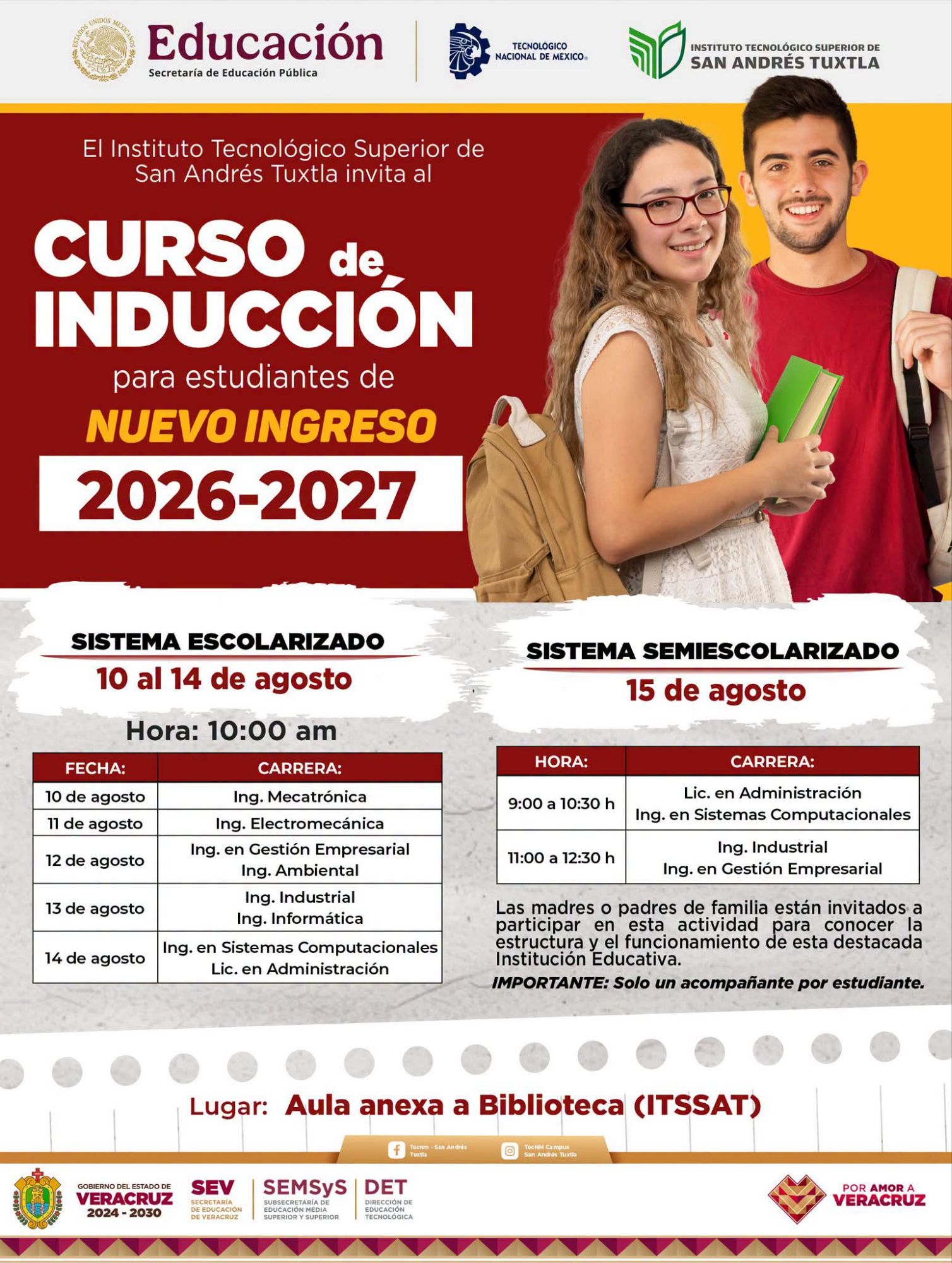 Información para los estudiantes de nuevo ingreso al ITSSAT